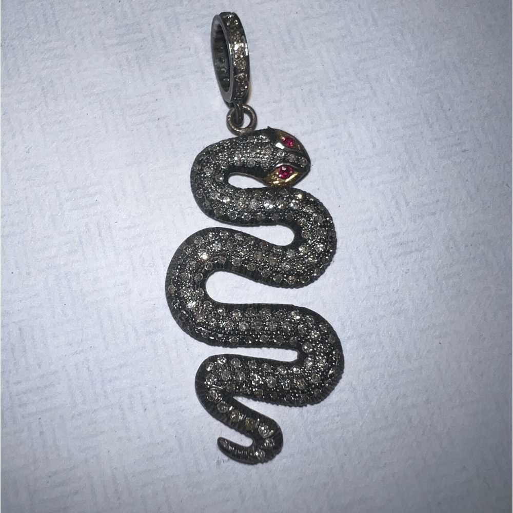 Diamond & Ruby Snake Pendant - image 1